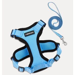 Rabbitgoo blue & black cat harness & leash, size medium, NIB.